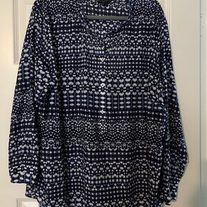 Talbots Women’s Plus Size Blue Patterned Top